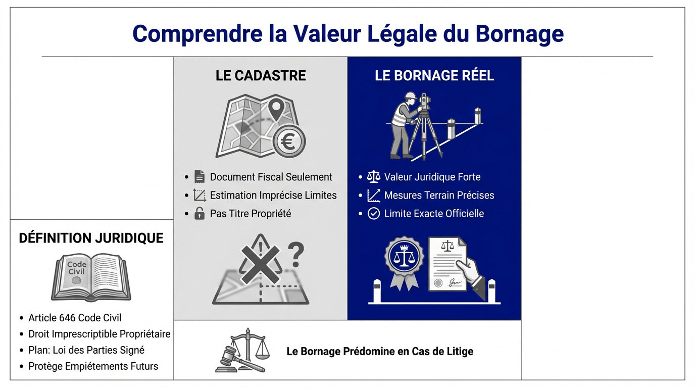 Plan de bornage réalisé par un géomètre-expert pour définir les limites de propriété