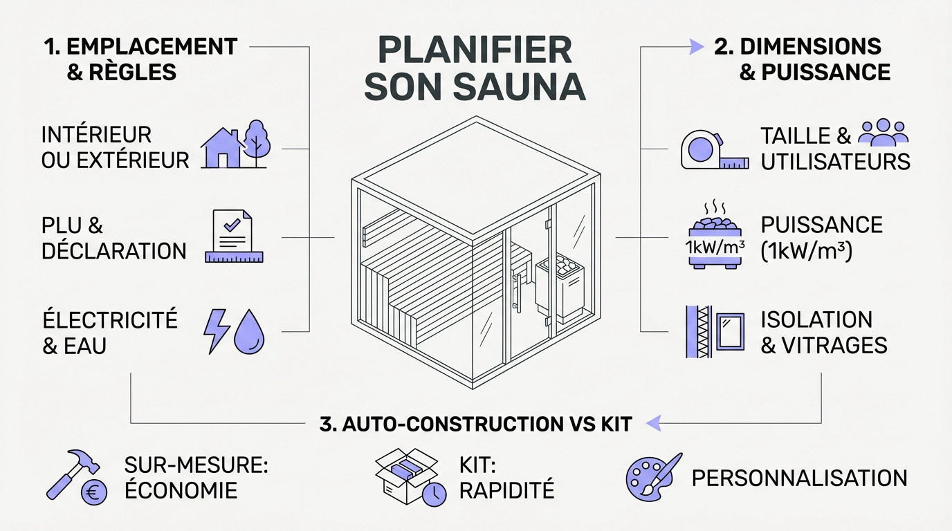 Guide technique et étapes de planification pour l'autoconstruction d'un sauna domestique