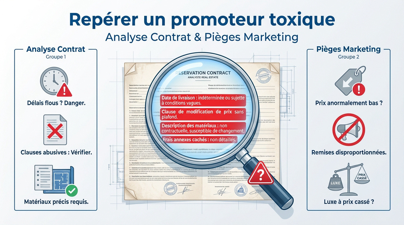 Examen attentif d'un contrat de réservation immobilier pour éviter les pièges