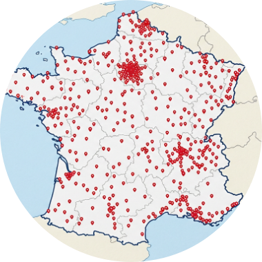 Carte des établissements en France