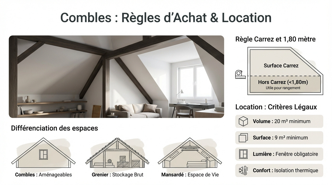 Aménagement d'un appartement sous les combles avec poutres apparentes et fenêtres de toit