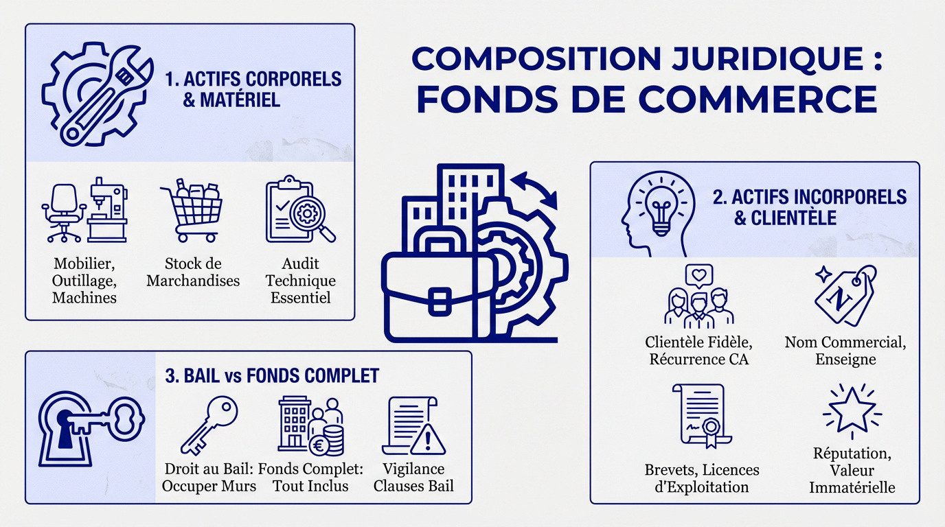 Composition juridique et actifs d'un fonds de commerce