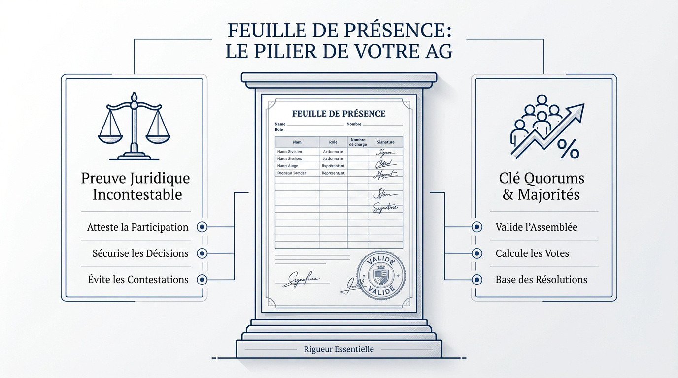 Feuille de présence assemblée générale copropriété