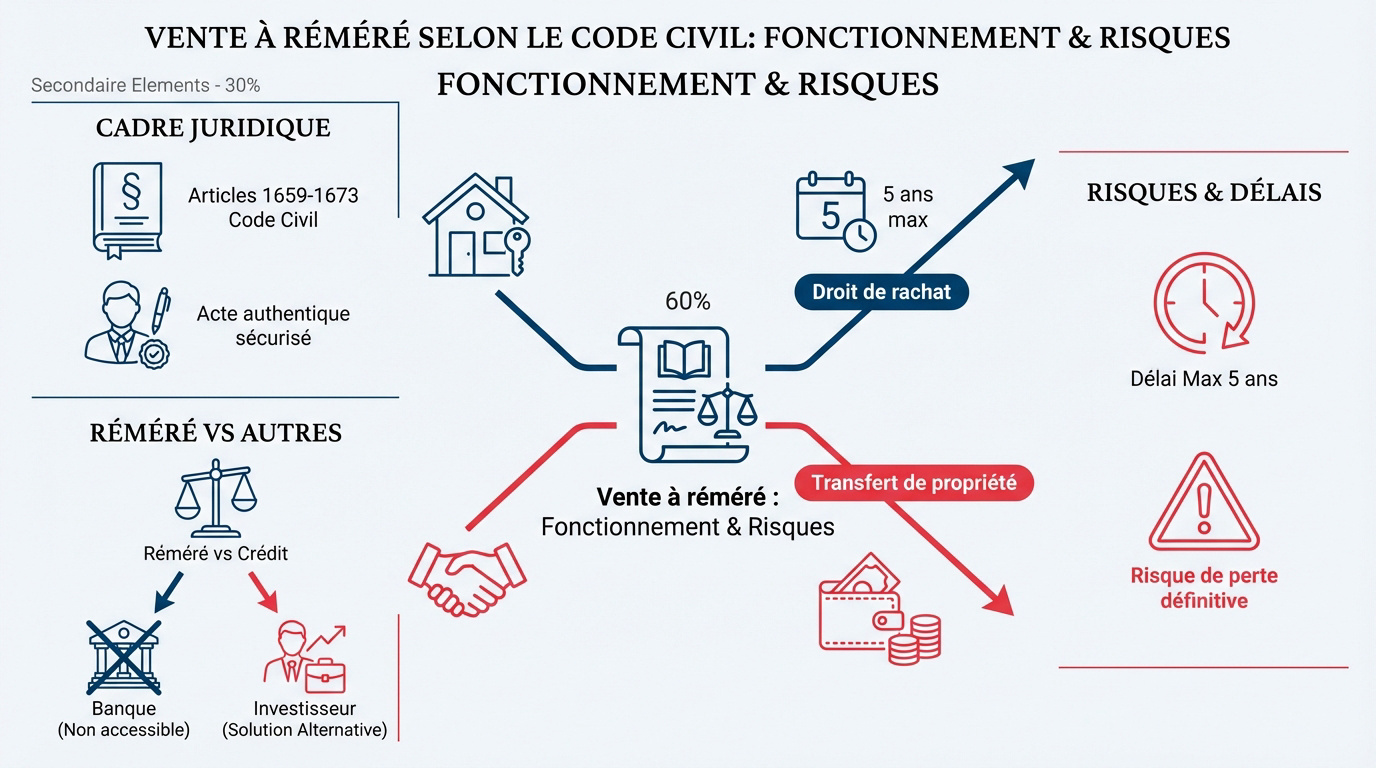 Schéma explicatif du fonctionnement et des risques de la vente à réméré