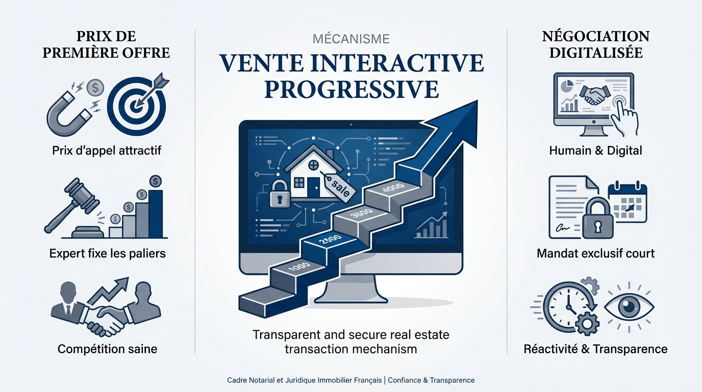 Mécanisme de la vente interactive à prix progressif avec paliers d'offres