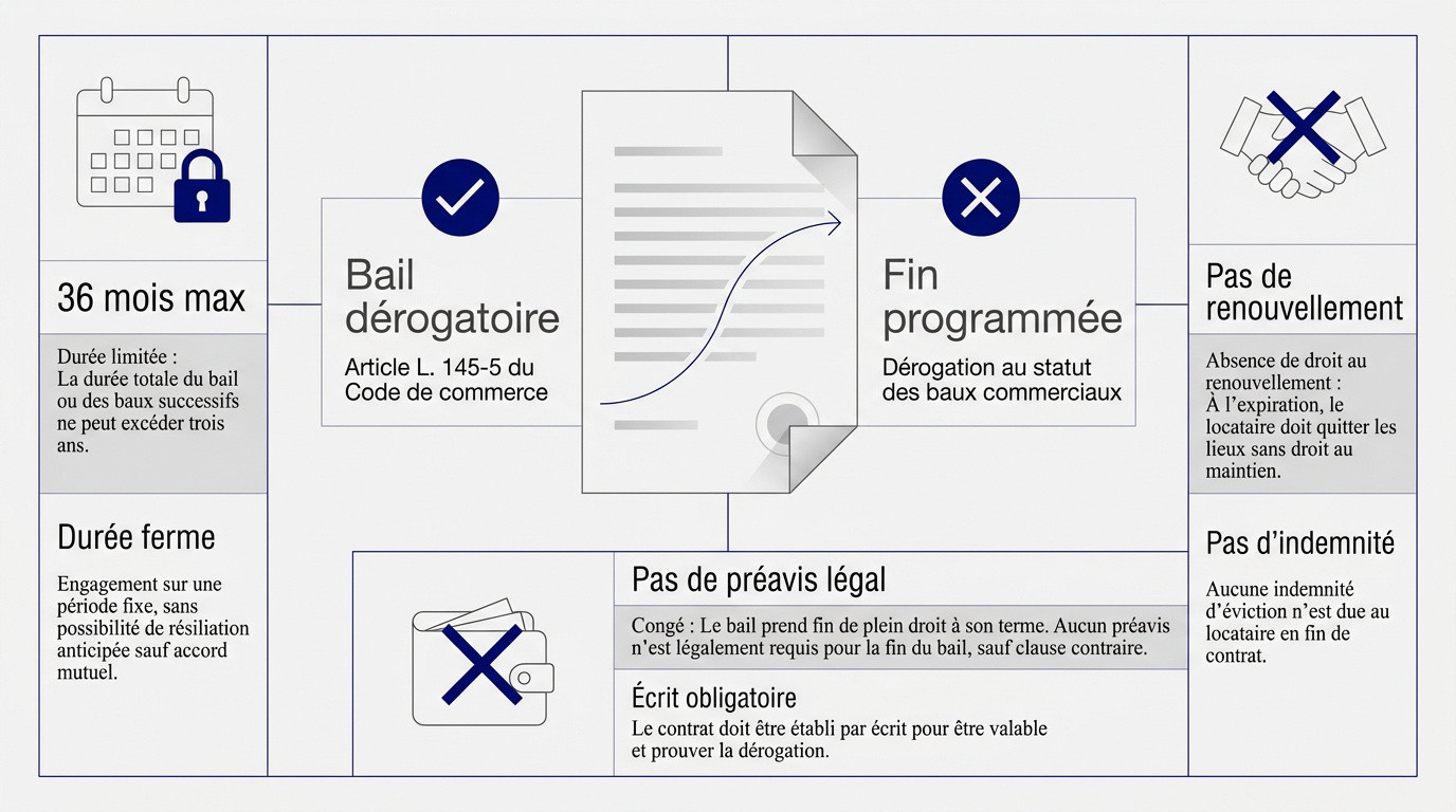 Signature d'un contrat de bail commercial dérogatoire en cabinet juridique
