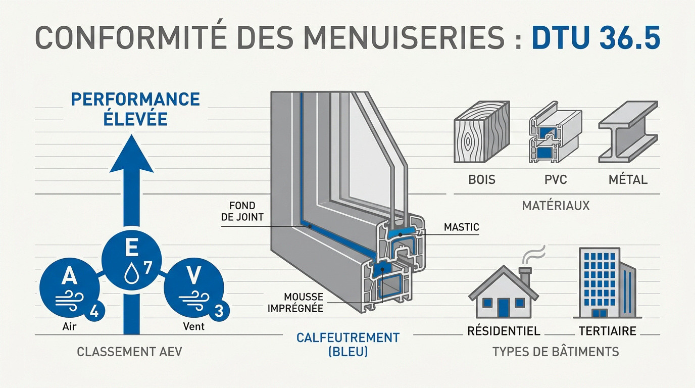 Installation d'une fenêtre conforme aux règles du DTU 36.5