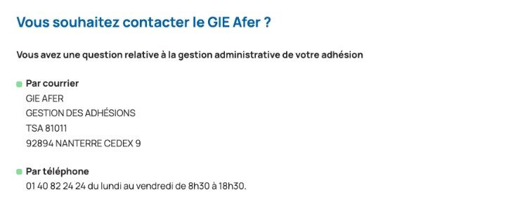 Contacter l'Afer