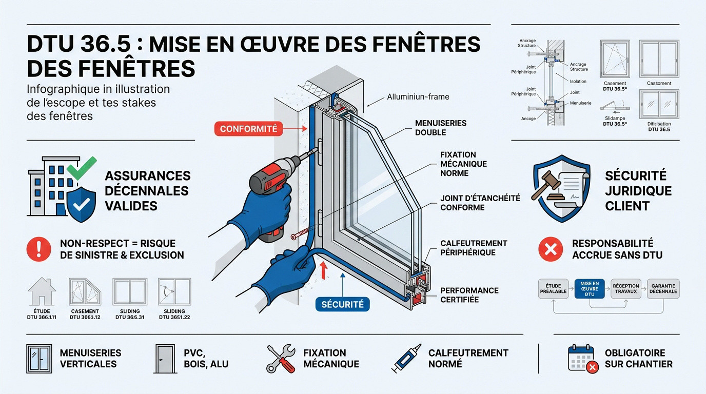 Pose de fenêtre conforme à la norme DTU 36.5 pour garantir l'étanchéité et la performance énergétique