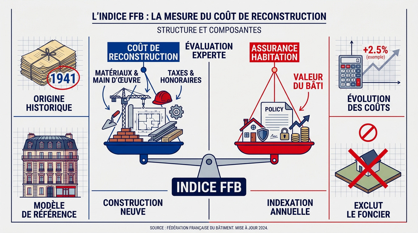 Graphique de l'évolution de l'indice FFB pour l'assurance habitation