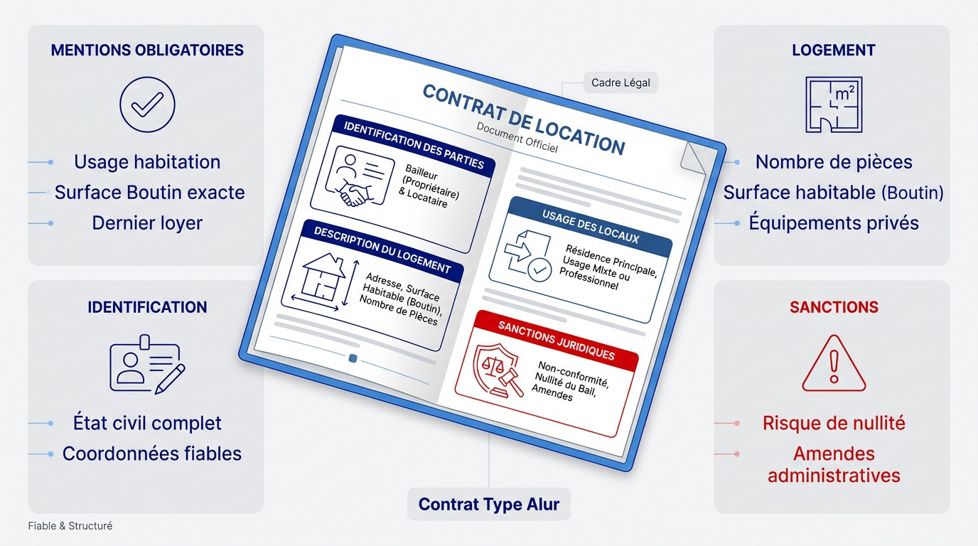 Synthèse visuelle des éléments essentiels d'un contrat de location type