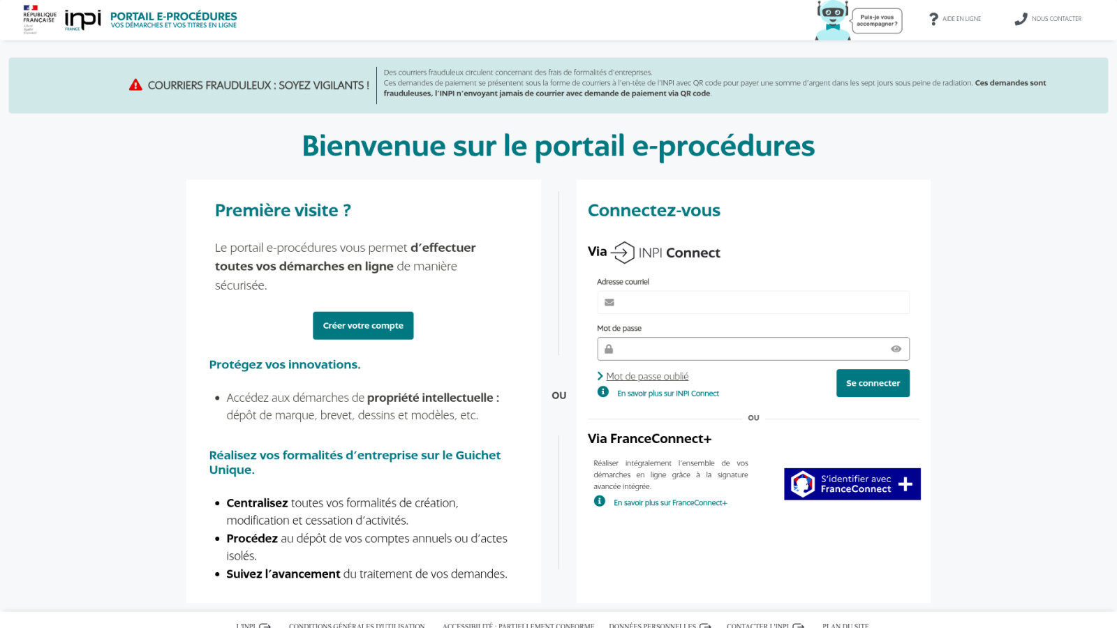 Formalités déclaratives sur le guichet unique des entreprises