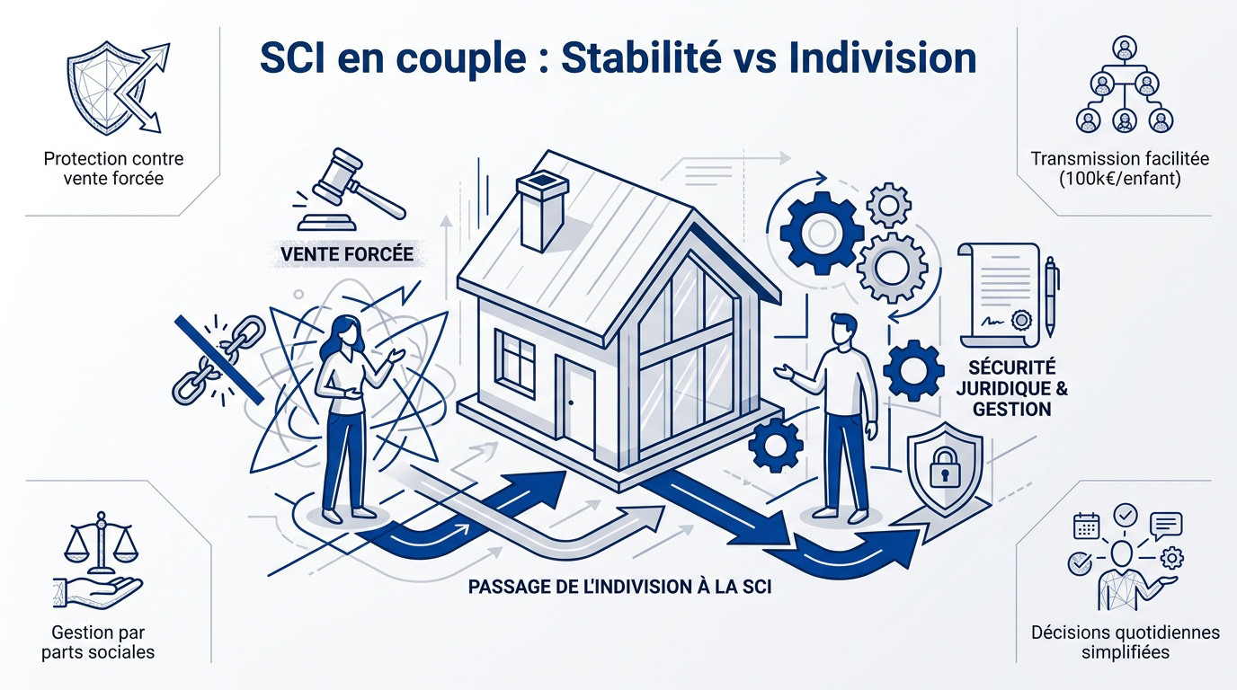 Comparaison entre la stabilité d'une SCI et les risques de l'indivision pour un couple