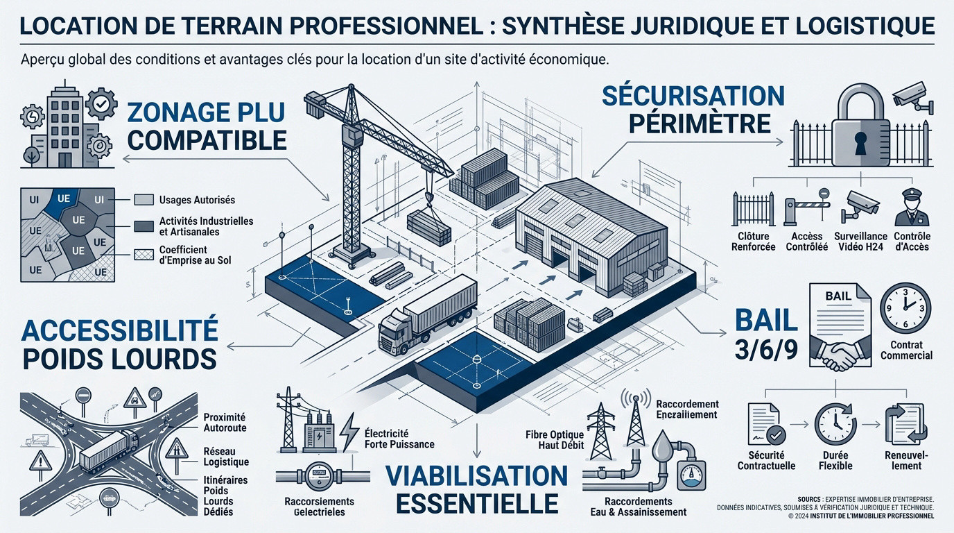 Synthèse des critères logistiques et juridiques pour la location d'un terrain professionnel