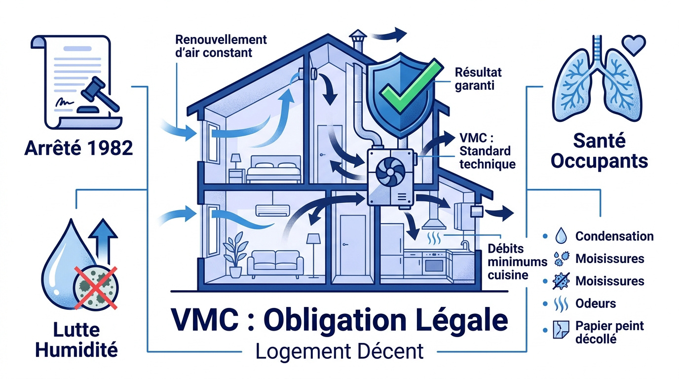 Système de ventilation mécanique contrôlée dans un logement locatif aux normes