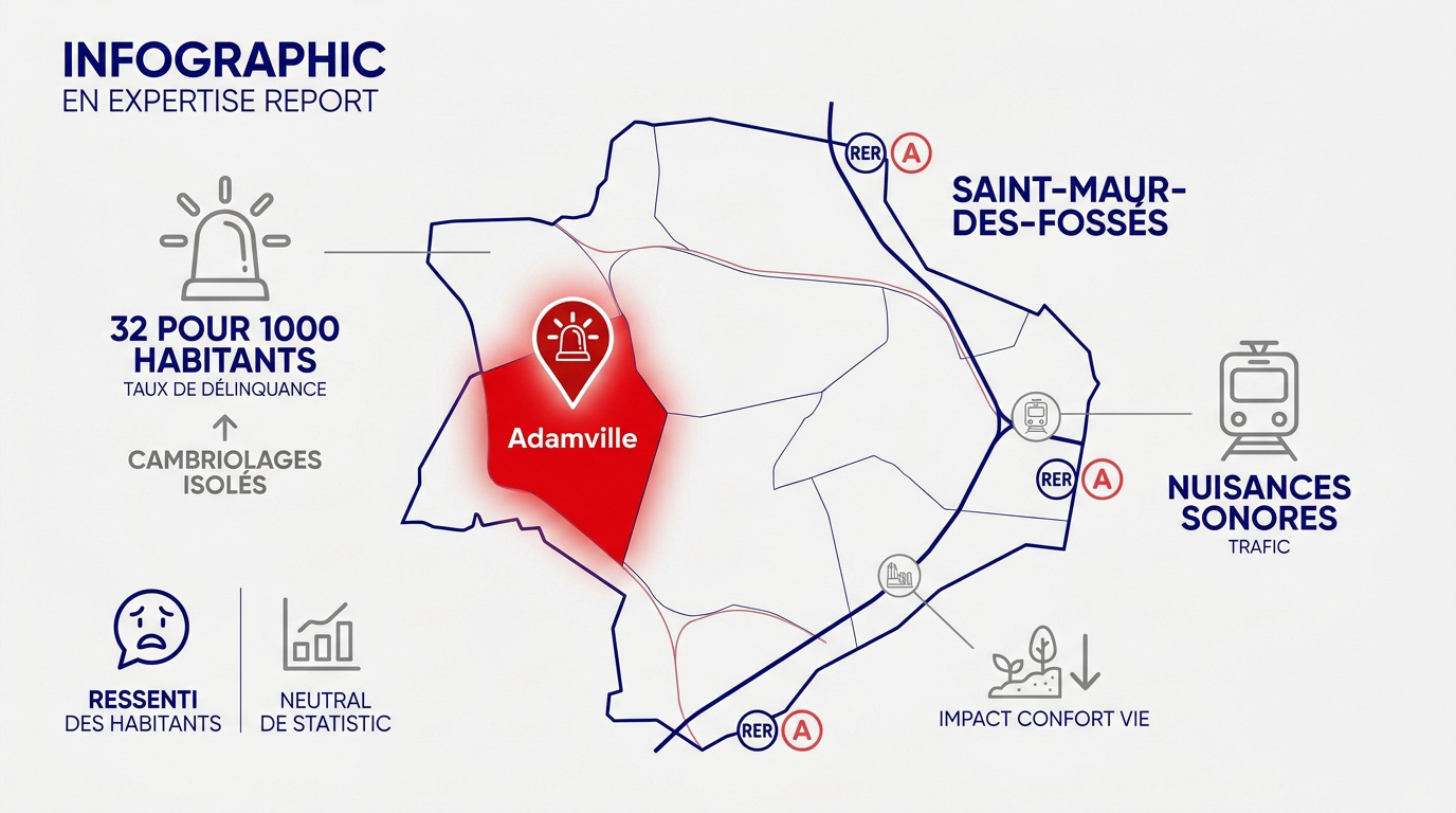Infographie de l'analyse immobilière et sécuritaire de Saint-Maur-des-Fossés